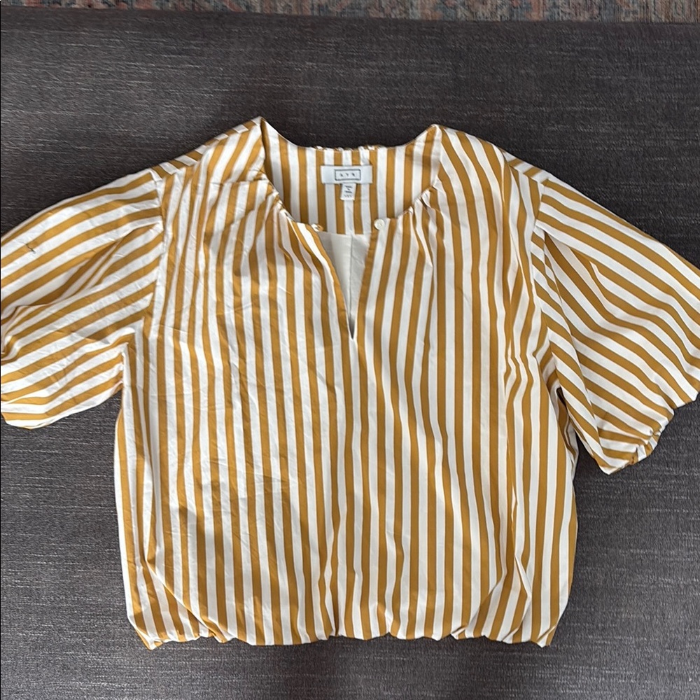 AYR Mustard and White Striped Top